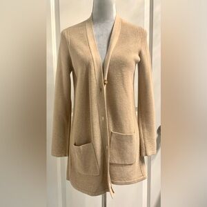 J. Jill Button Front Cardigan Jumper Duster w/Pockets Women’s Sz PS Tan